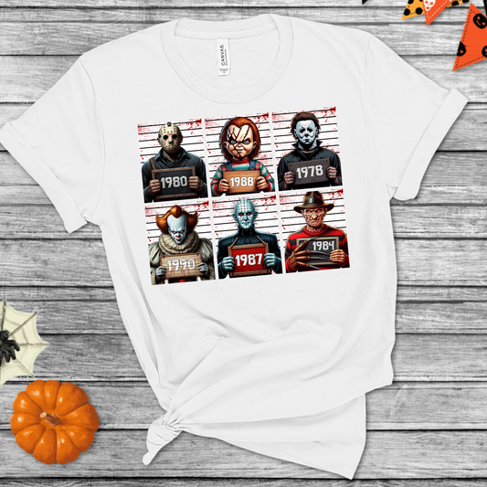 Mug Shots Horror Movie Characters DTF Transfer