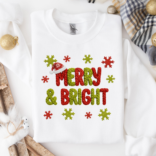 Merry and Bright Faux Crochet DTF Transfer
