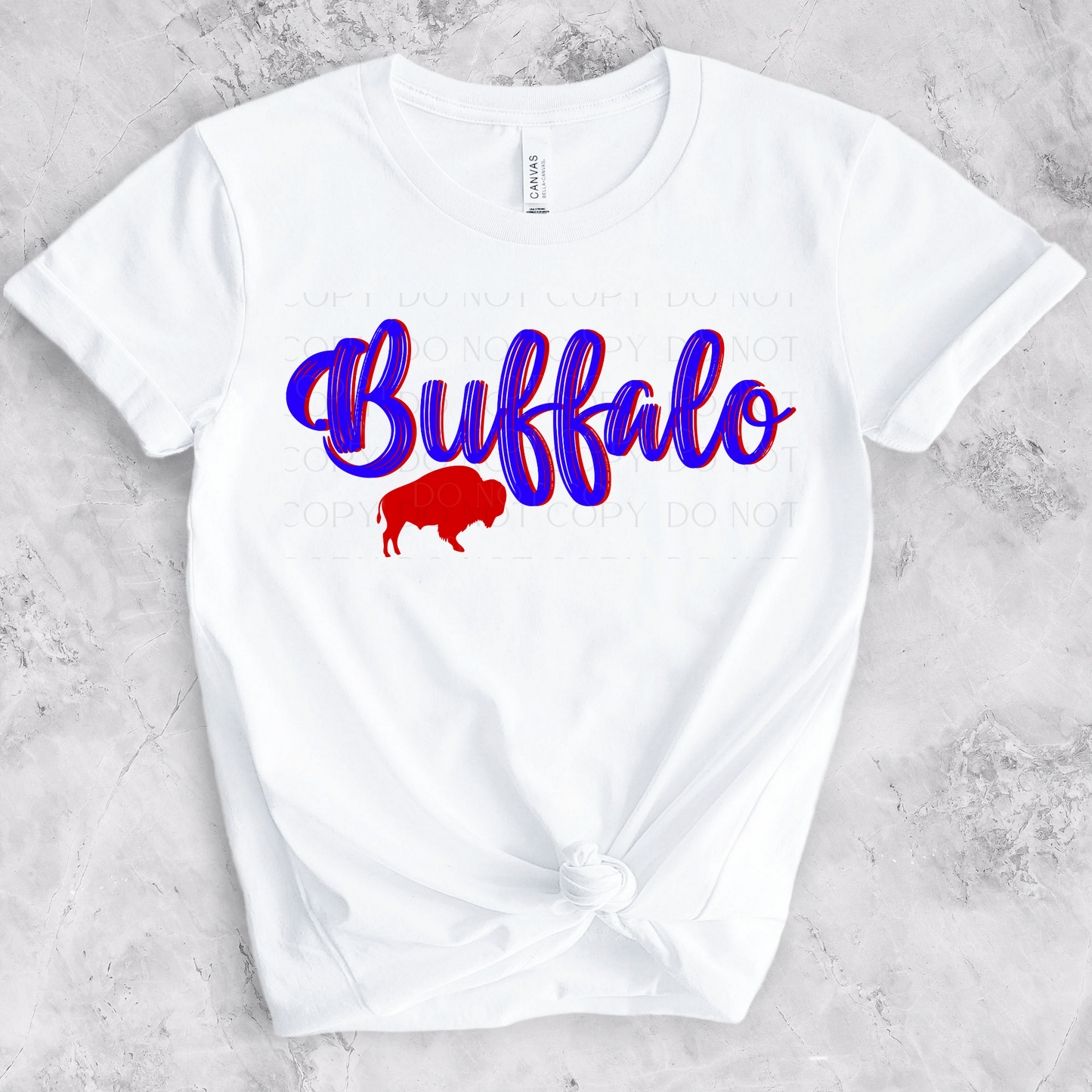 Red and Blue Buffalo Script Font DTF Transfer