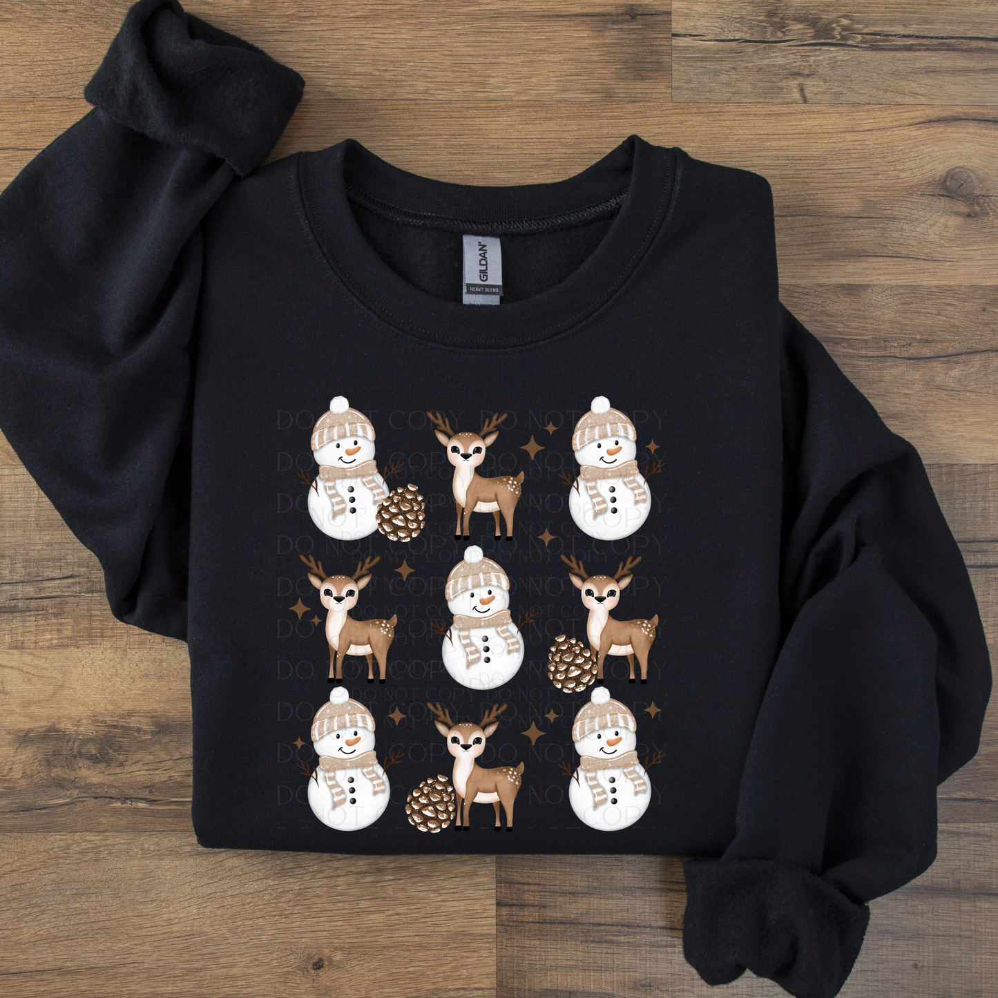 Cute Deer and Snowman Grid DTF Transfer