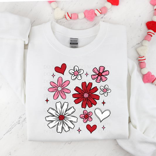 Flowers and Hearts DTF Transfer