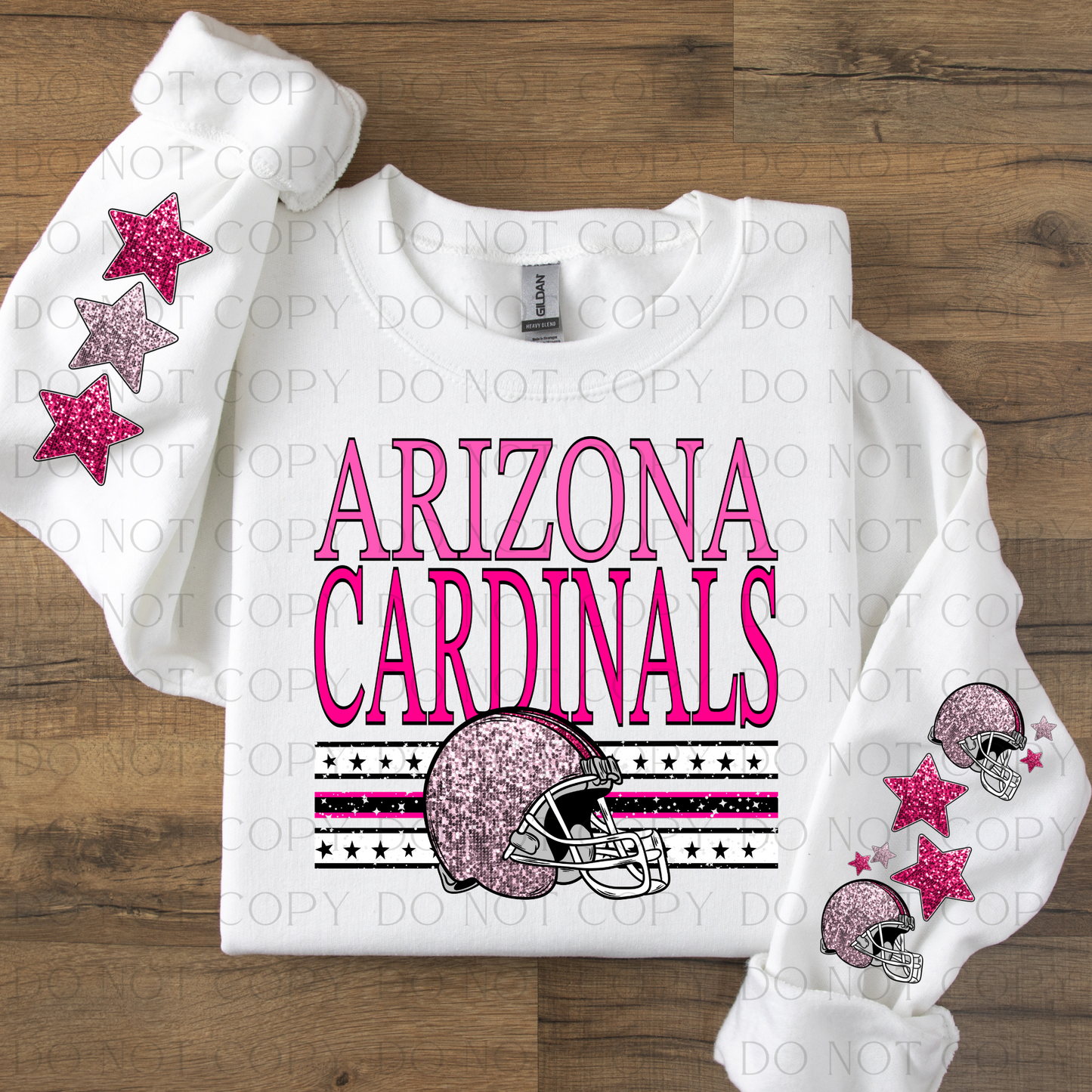 Arizona Pink with Two Sleeves Designs Faux Glitter DTF Transfer With Sleeve