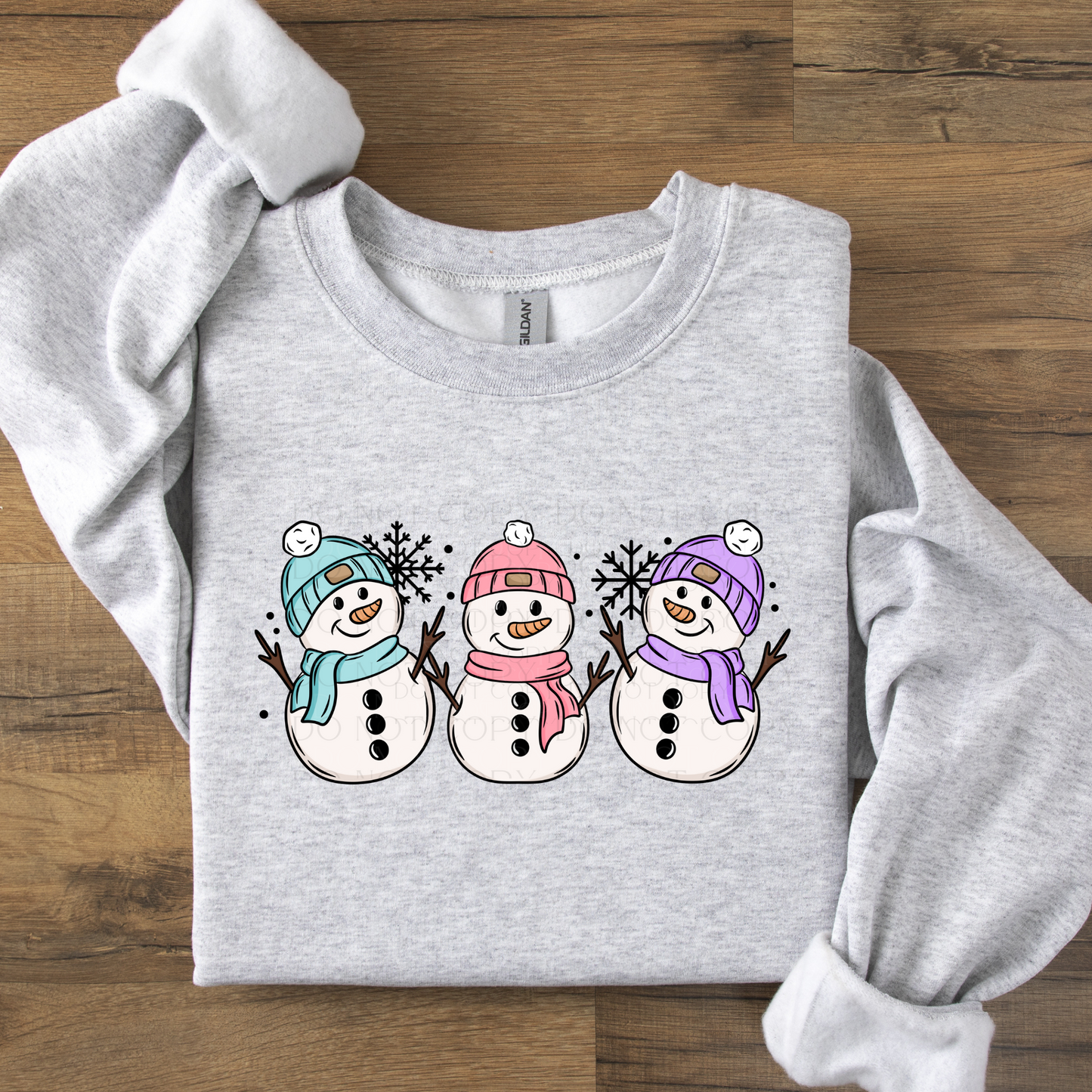 Cute Snowmen Pastel or Primary Colors DTF Transfer