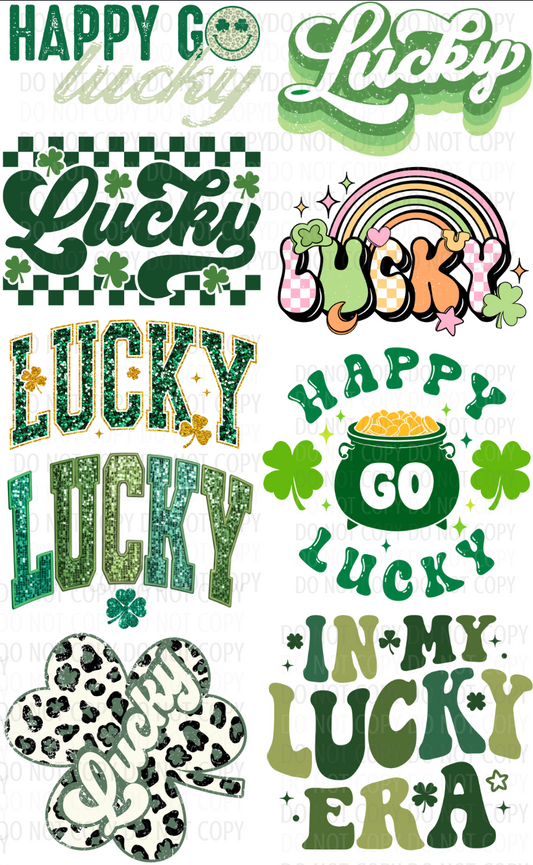 Pre-Made St Patrick's Day Lucky DTF Gang Sheet 22x36 with with 9 adult size designs