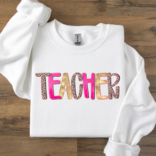 Pink/ Cheetah Teacher DTF Transfer