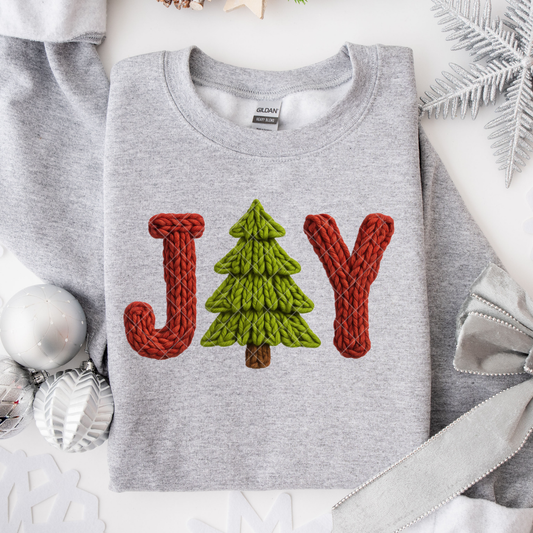 Joy Christmas Tree Faux Crochet DTF Transfer