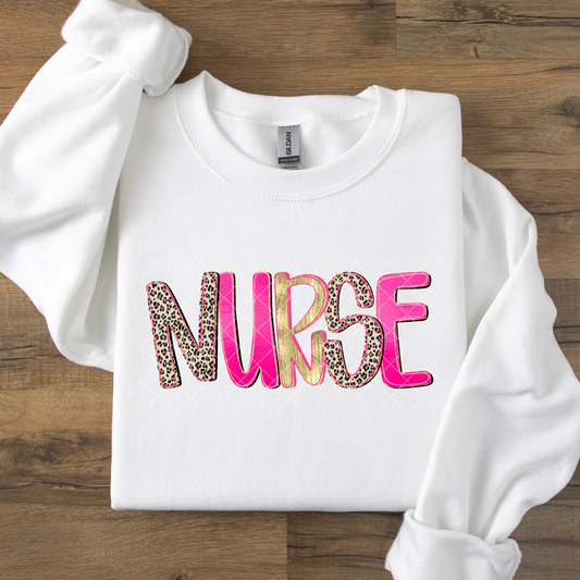 Pink/ cheetah Nurse DTF Transfer