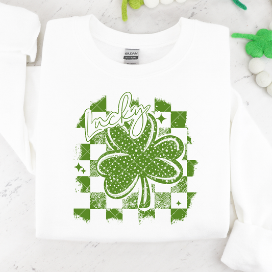 Checkered Lucky Shamrock DTF Transfer