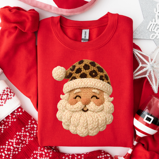 Cheetah Print Santa Faux Crochet DTF Transfer