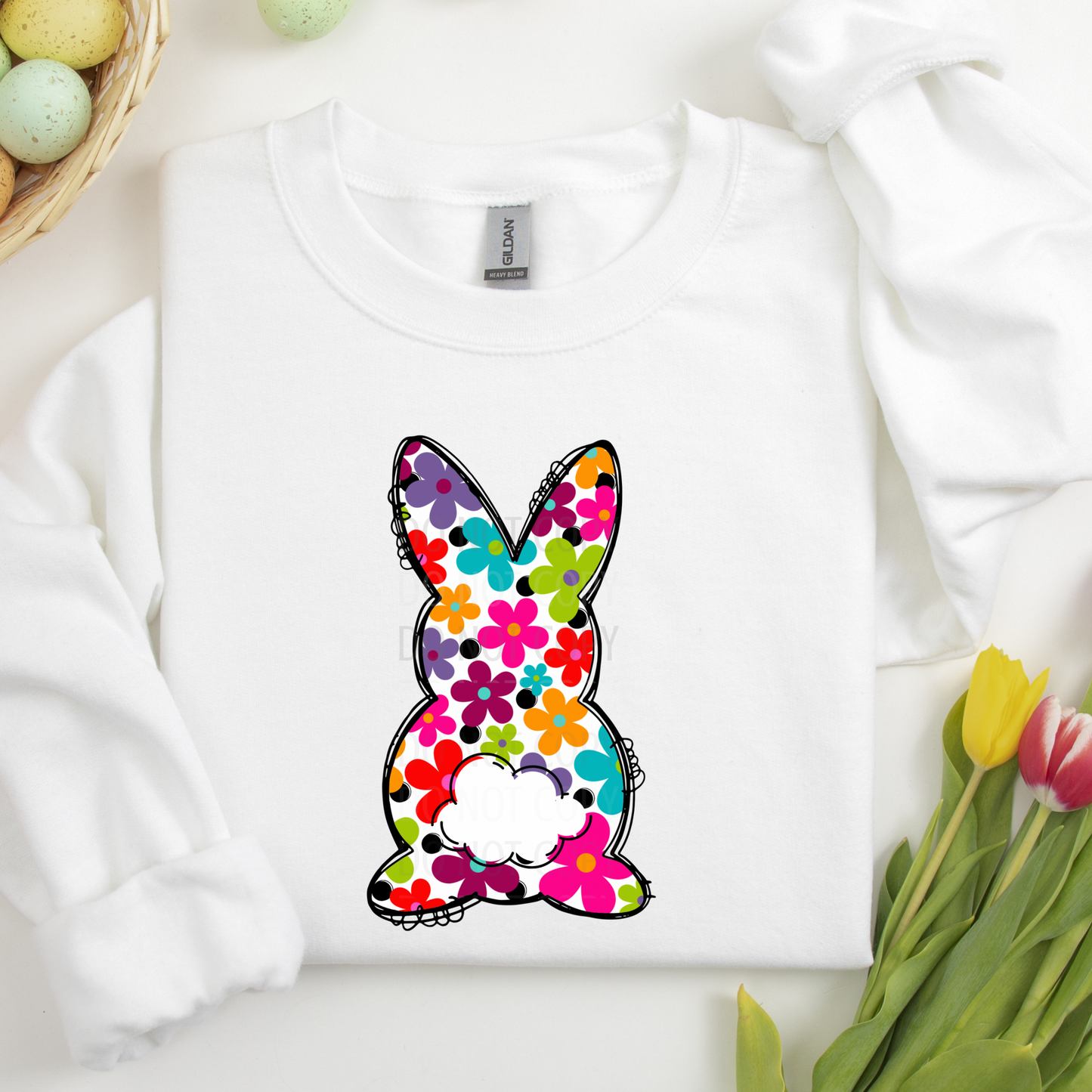 Colorful Flower Bunny DTF Transfer