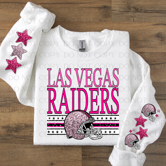 Las Vegas Pink with Two Sleeves Designs Faux Glitter DTF Transfer With Sleeve