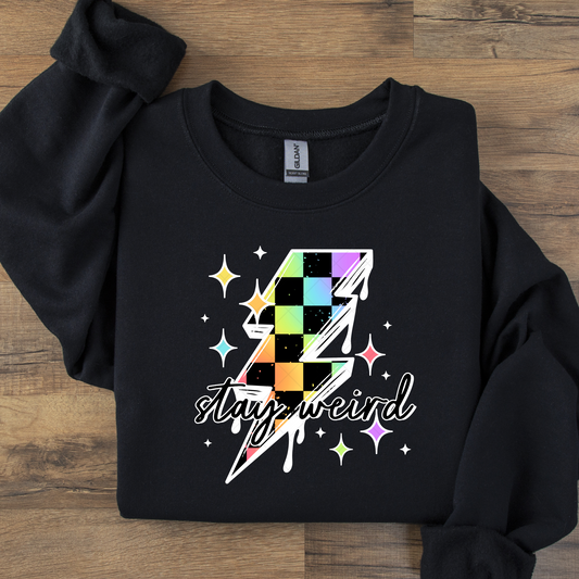Lightning Bolt Stay Weird DTF Transfer