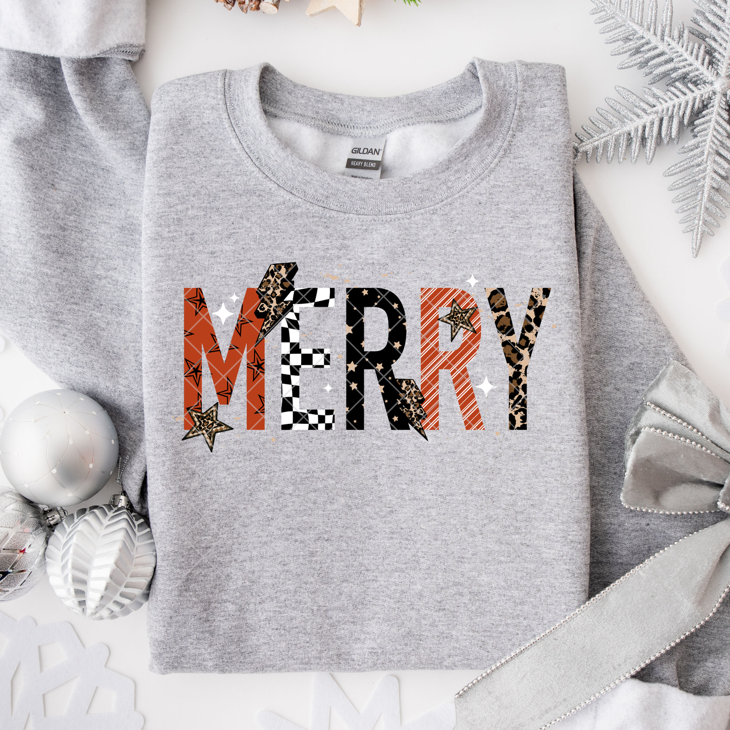 Patterned Merry DTF Transfer