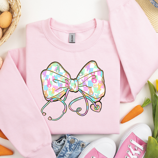 Nurse Easter Bunny Bow Stethoscope DTF Transfer