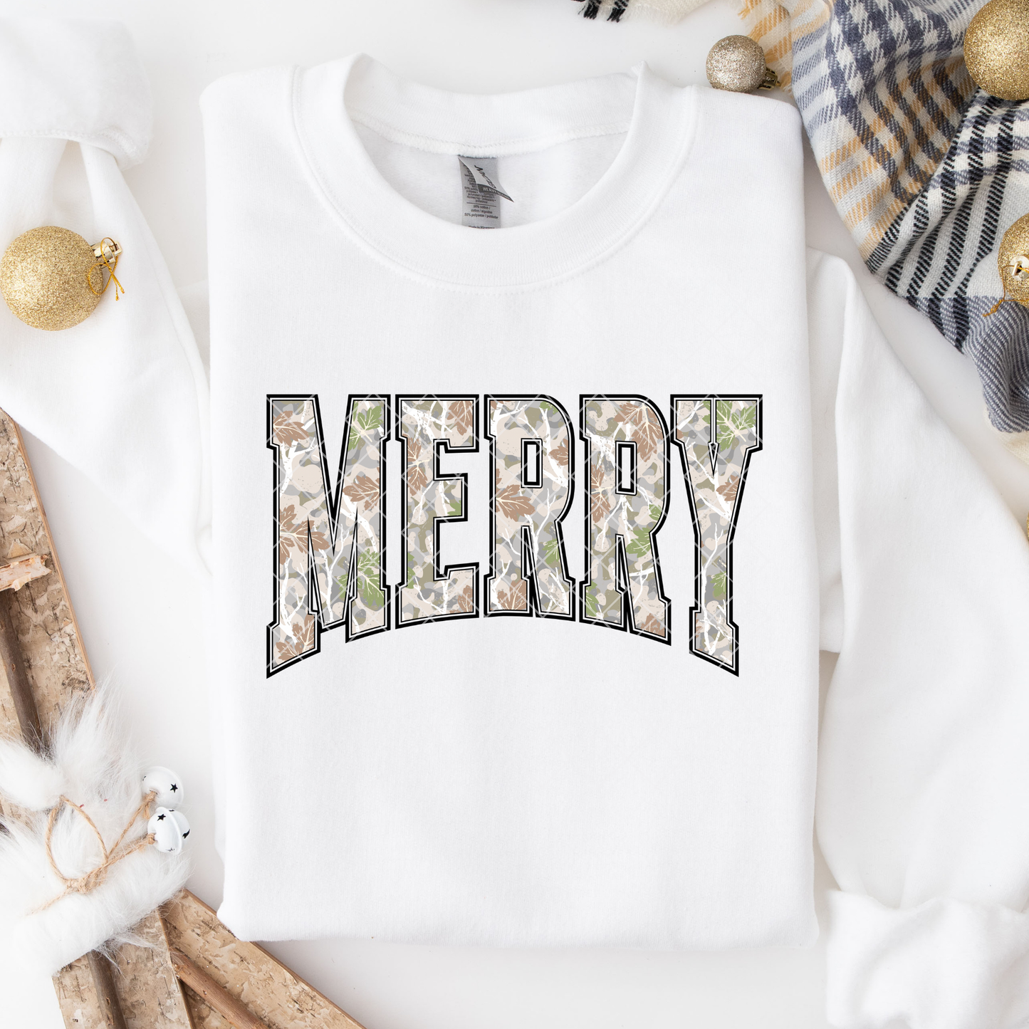 Camouflage Merry DTF Transfer