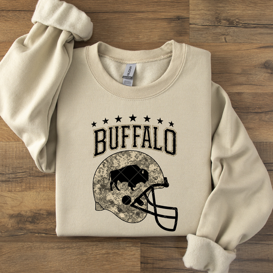 Camo Buffalo Football Helmet DTF Transfer
