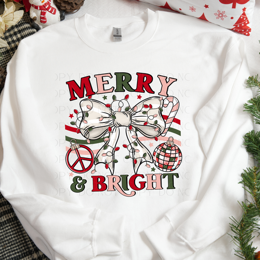 Merry and Bright Disco Christmas DTF Transfer