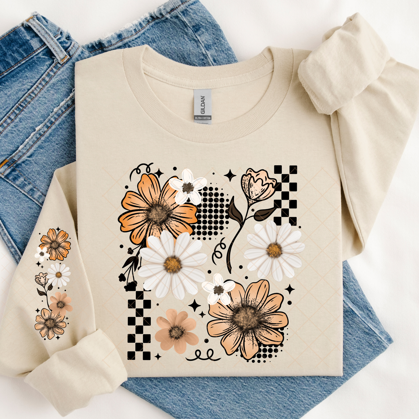 Floral and Checks with sleeve DTF Transfer