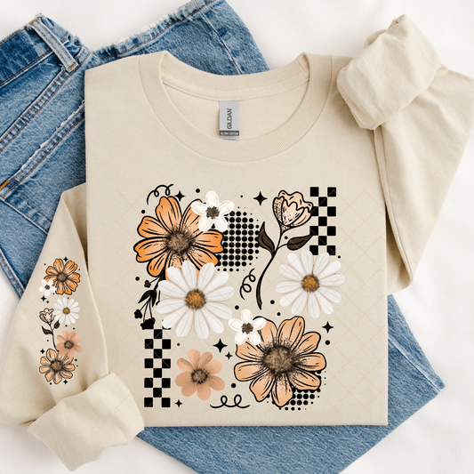 Floral and Checks with sleeve DTF Transfer