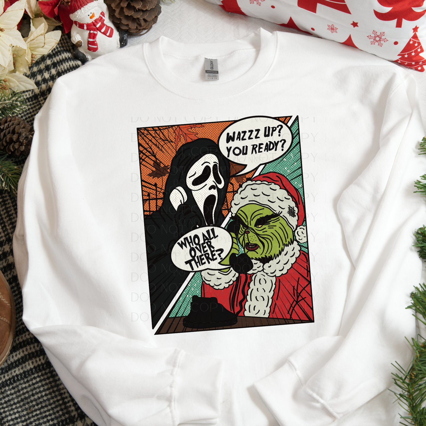 Grinch Ghost Phone You Ready Christmas DTF Transfer