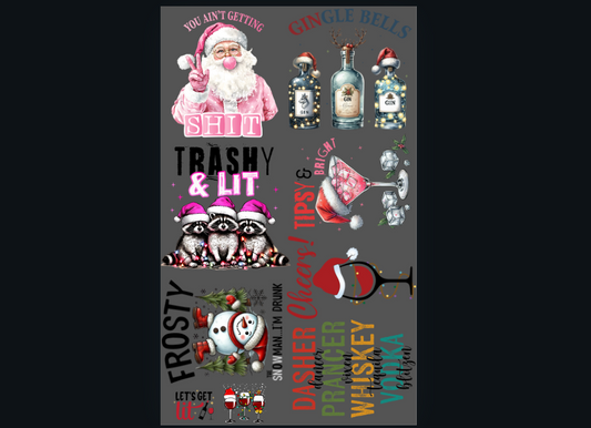 Pre-Made Funny Christmas DTF Gang Sheet, 7 Adult and 2 pocket size 22x36