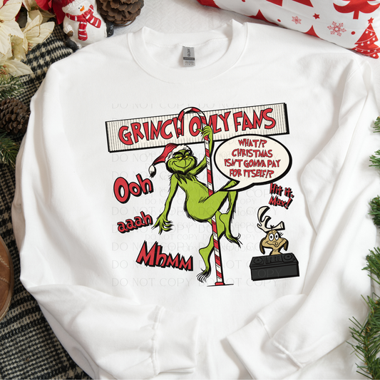 Grinch Only Fans Christmas DTF Transfer