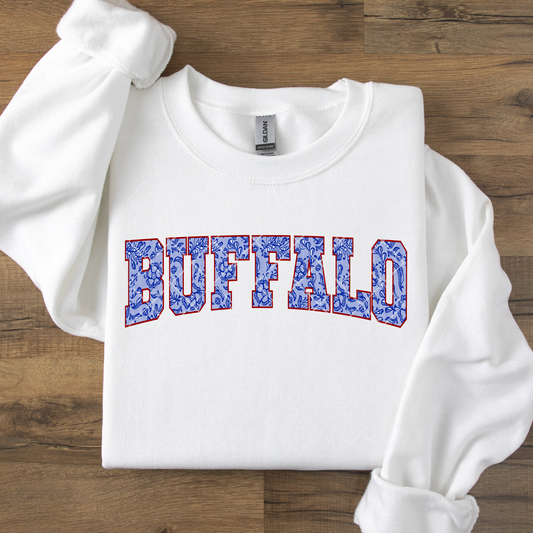 Blue Floral Buffalo DTF Transfer