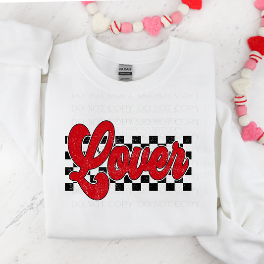 Lover Red with Black and White Checks DTF Transfer