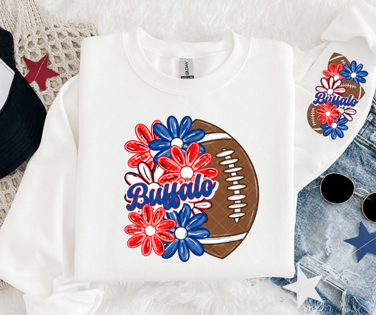 Buffalo Floral Football DTF Transfer Set with Pocket/Sleeve