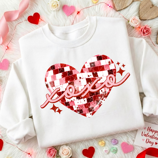 XOXO Disco Ball Heart DTF Transfer