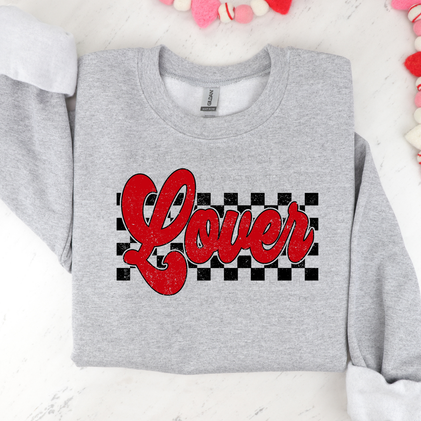 Lover Red with Black and White Checks DTF Transfer