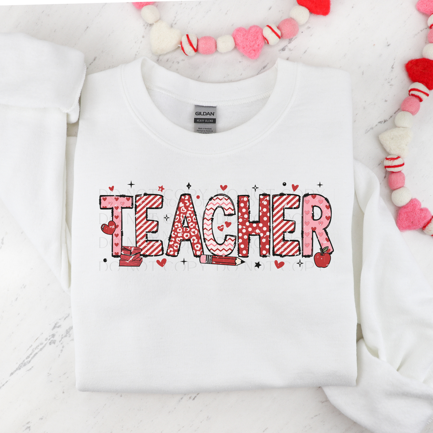 Teacher Cute Valentine Doodle Letters DTF Transfer