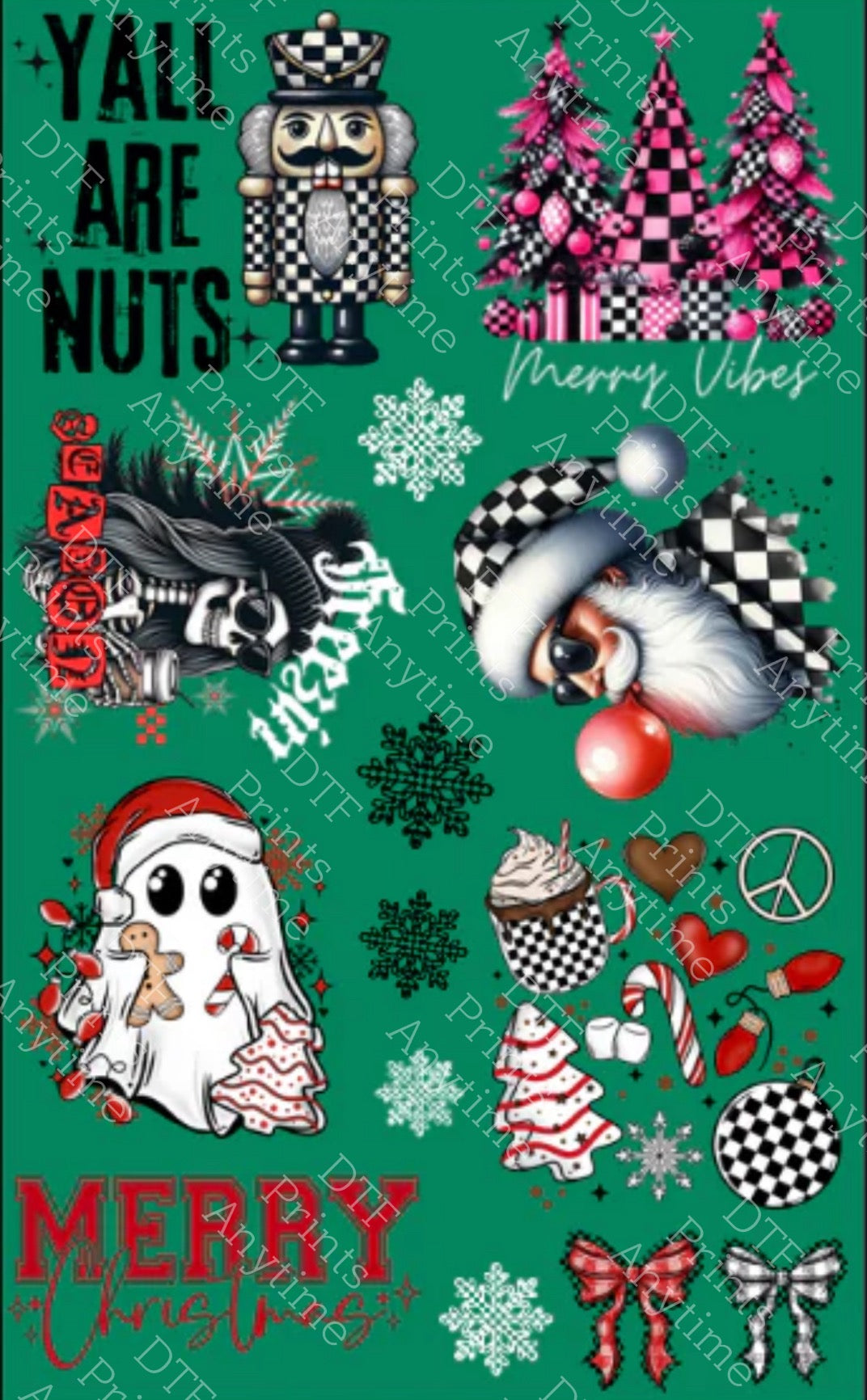 Pre-Made Edgy Christmas DTF Gang Sheet, 7 Adult and 5 pocket size 22x36