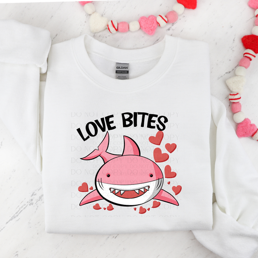 Love Bites Pink Shark Valentine DTF Transfer