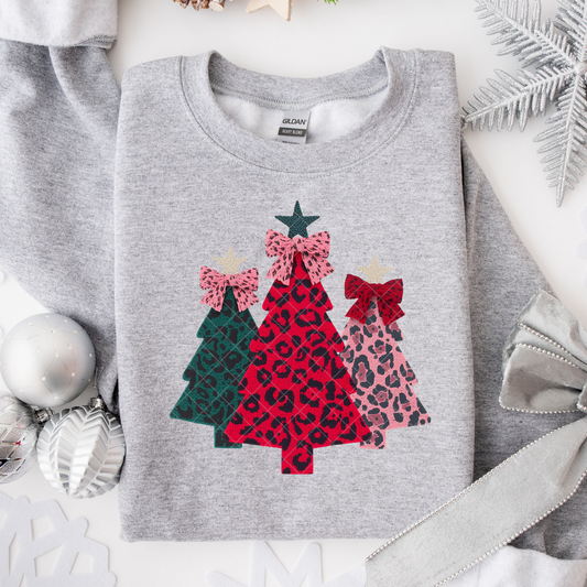Leopard Print Christmas Trees DTF Transfer
