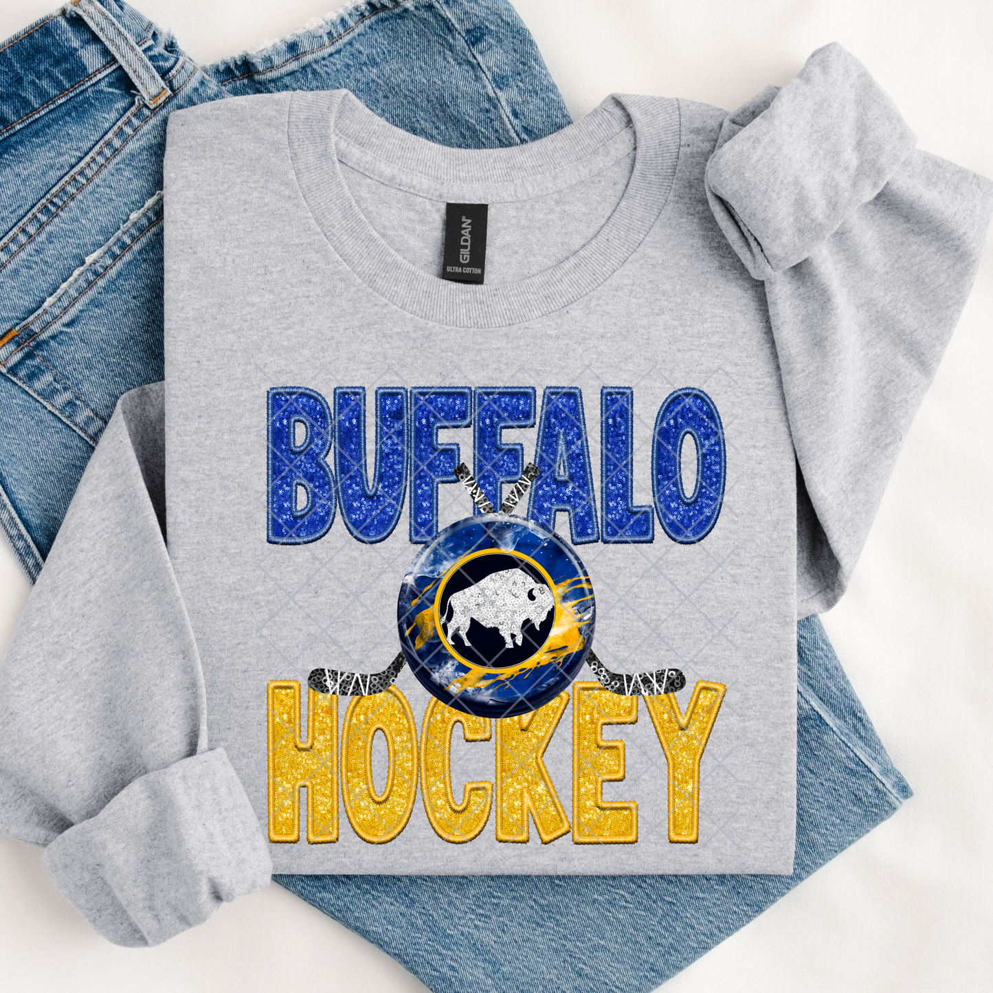Buffalo Hockey Faux Sequins DTF Transfer