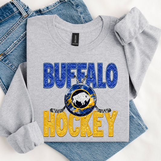 Buffalo Hockey Faux Sequins DTF Transfer