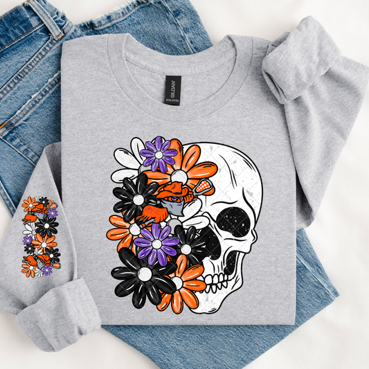 Buffalo LAX Floral Skull DTF Transfer