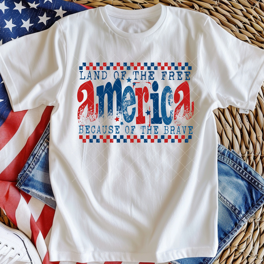 America Land of the Free Because of the Brave DTF Transfer
