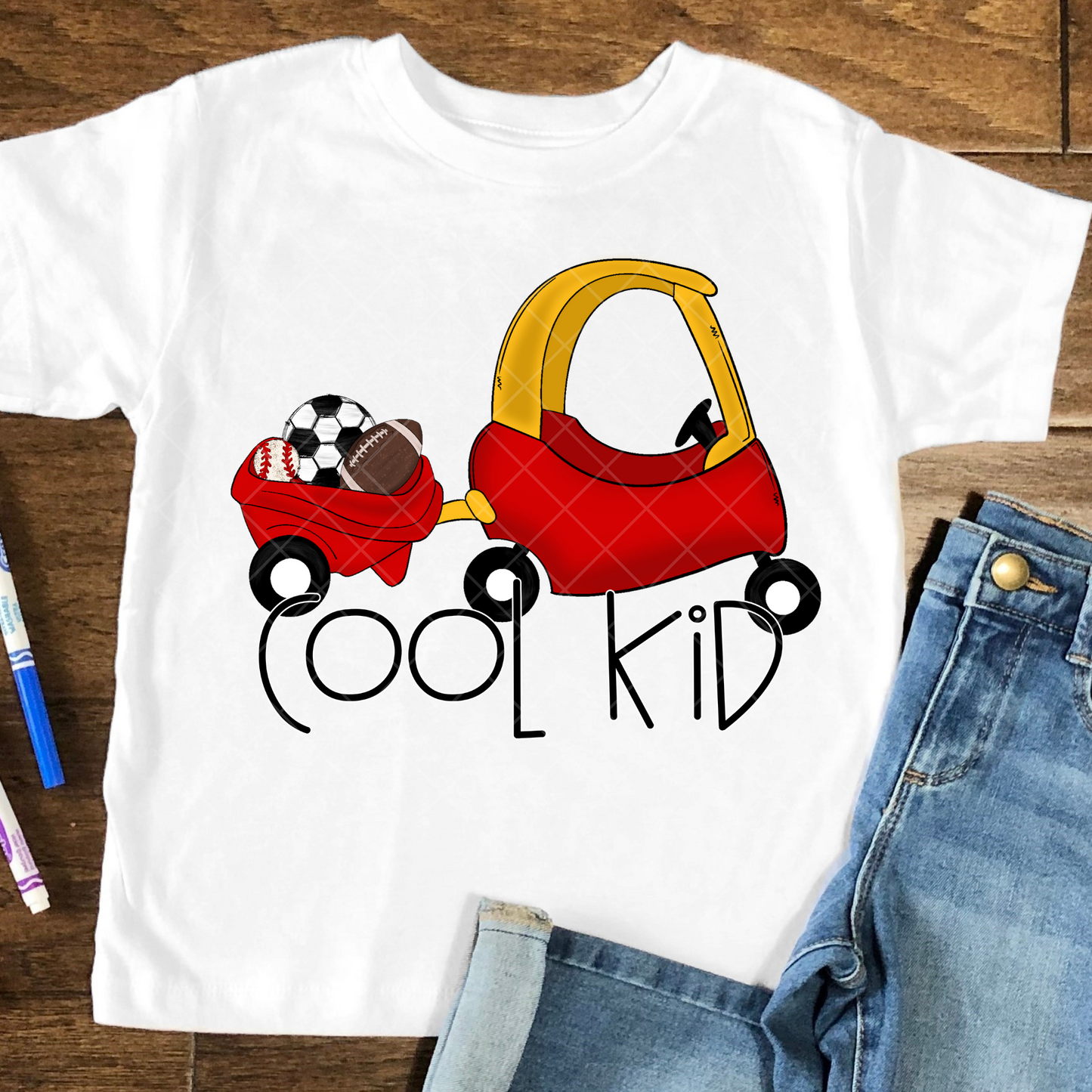 Cool Kid Little Red Car DTF Transfer