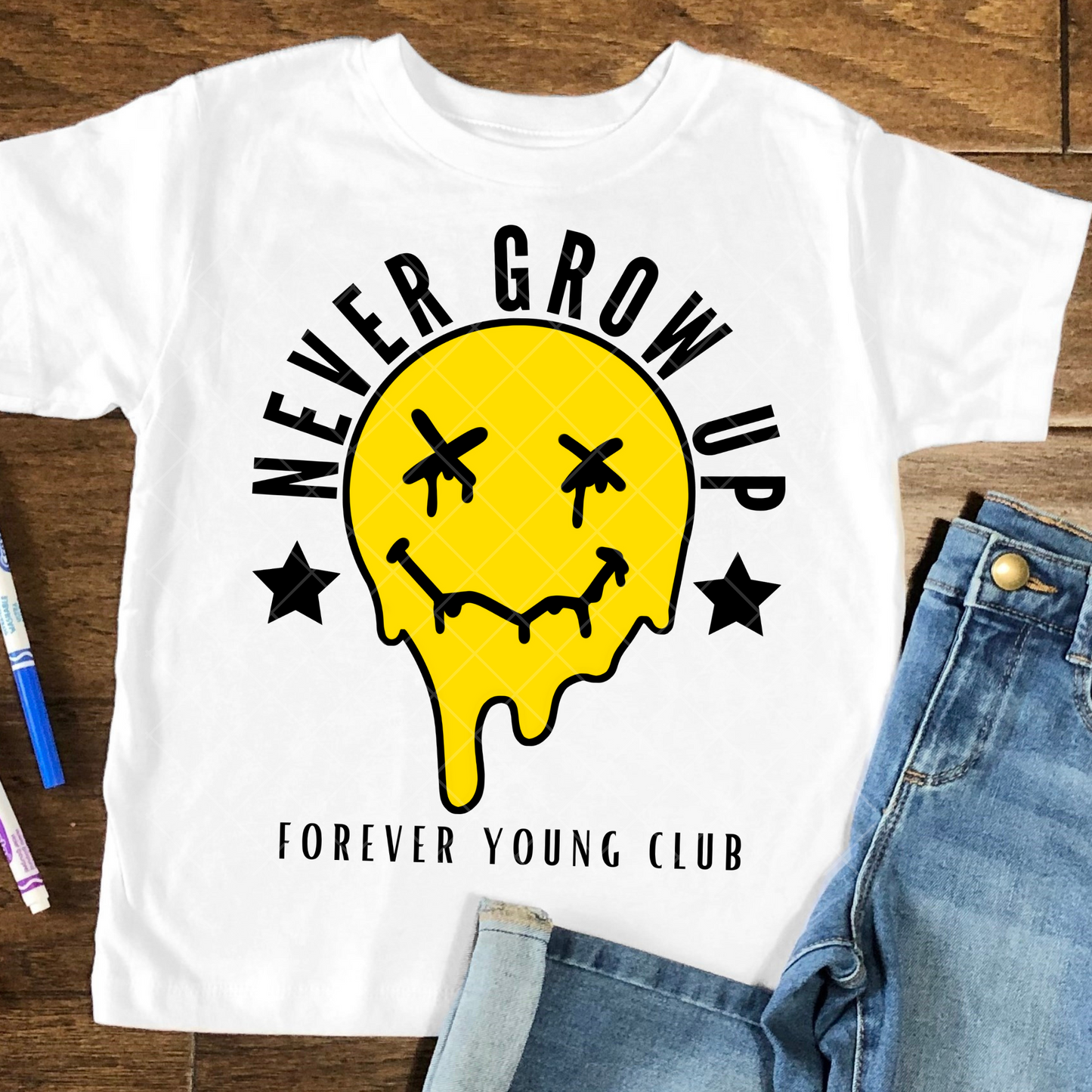 Never Grow Up Forever Young Club DTF Transfer