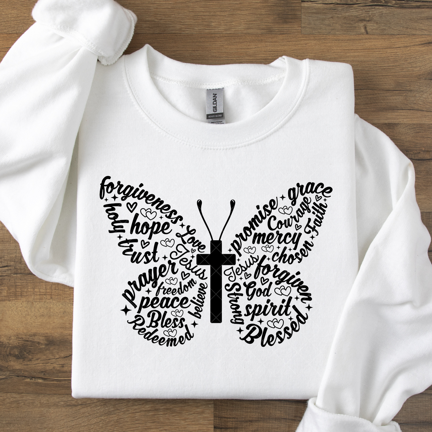 Christian Butterfly with Cross DTF Transfer