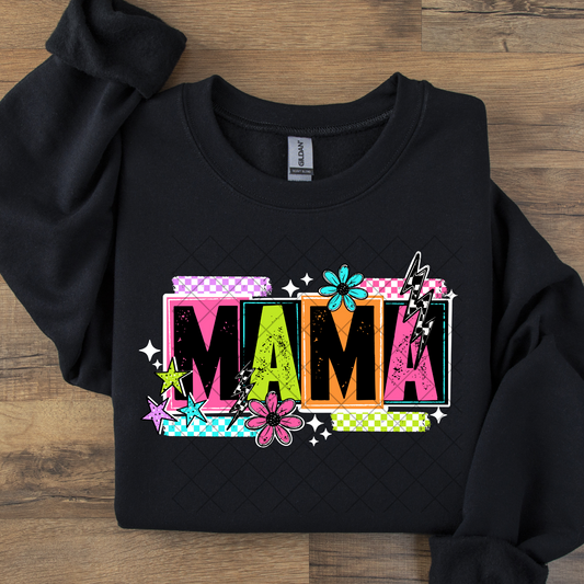 Mama Retro Checked Flower DTF Transfer