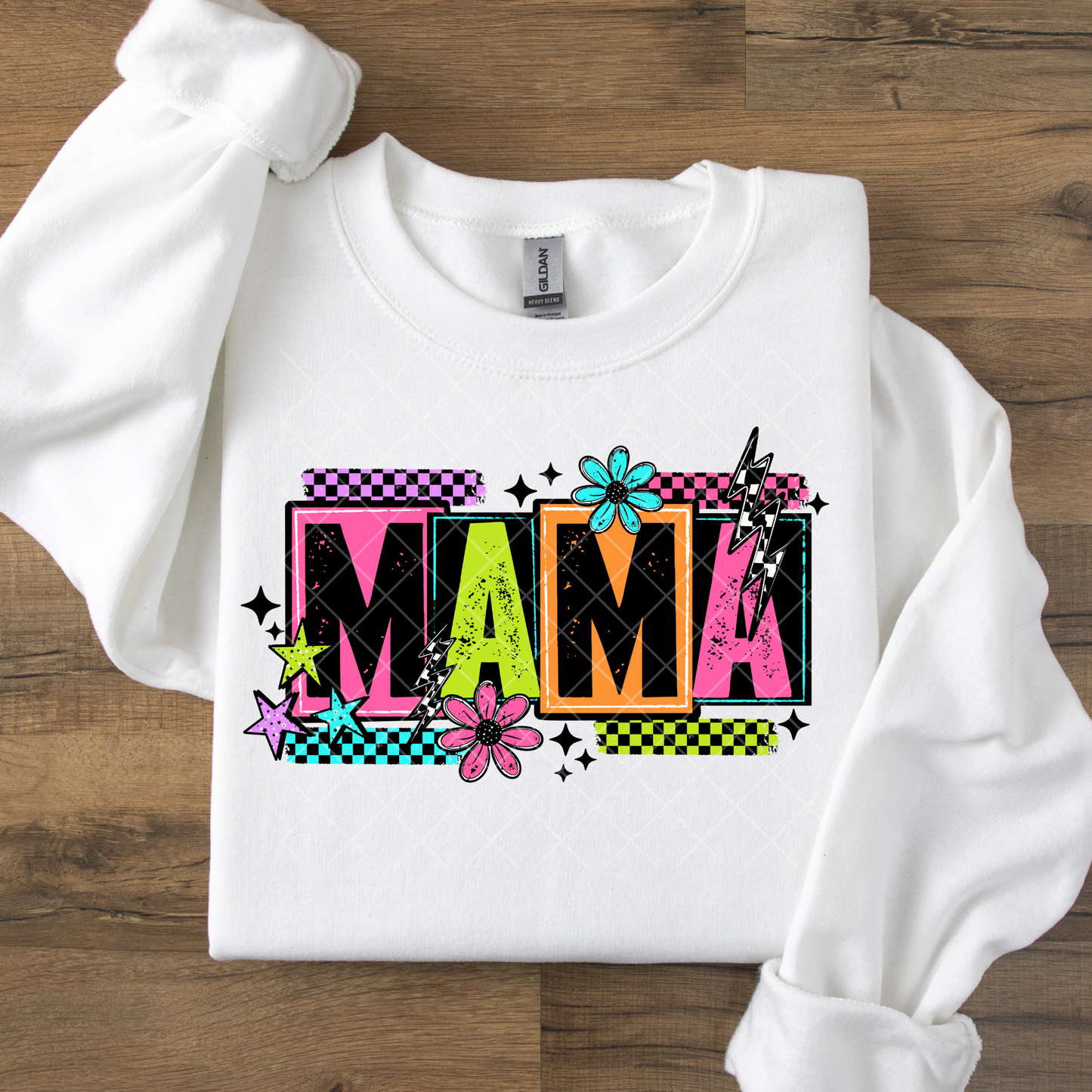 Mama Retro Checked Flower DTF Transfer