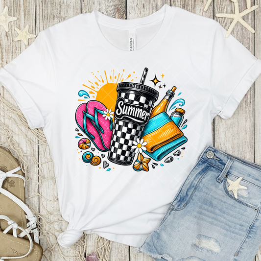Summer Vibes Colorful Check DTF Transfer
