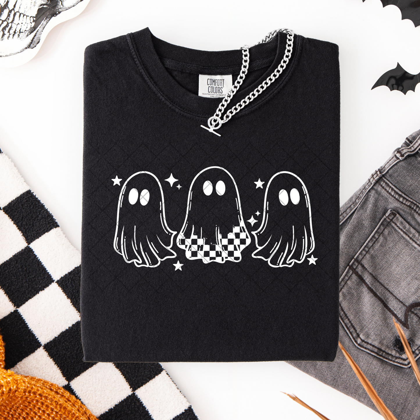 Halloween Checkered Ghost DTF Transfer