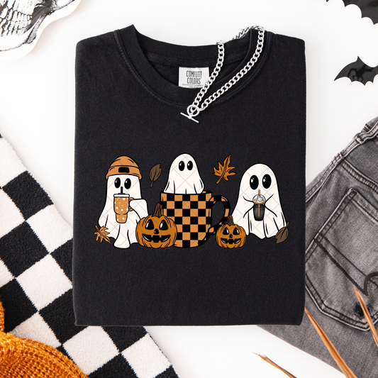 Cute Spooky Checkerboard Ghosts DTF Transfer