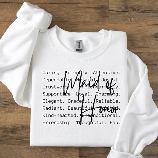 Maid of Honor Typography DTF Transfer