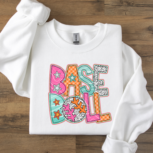 Cute Colorful Patterned Baseball DTF Transfer