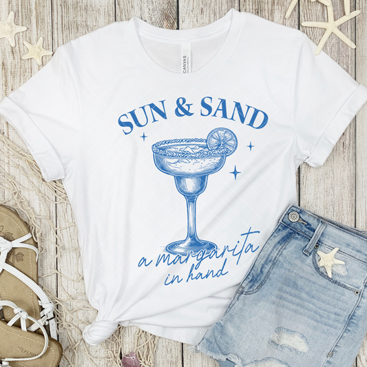 Sun and Sand and a Margarita in Hand Single Color DTF Transfer